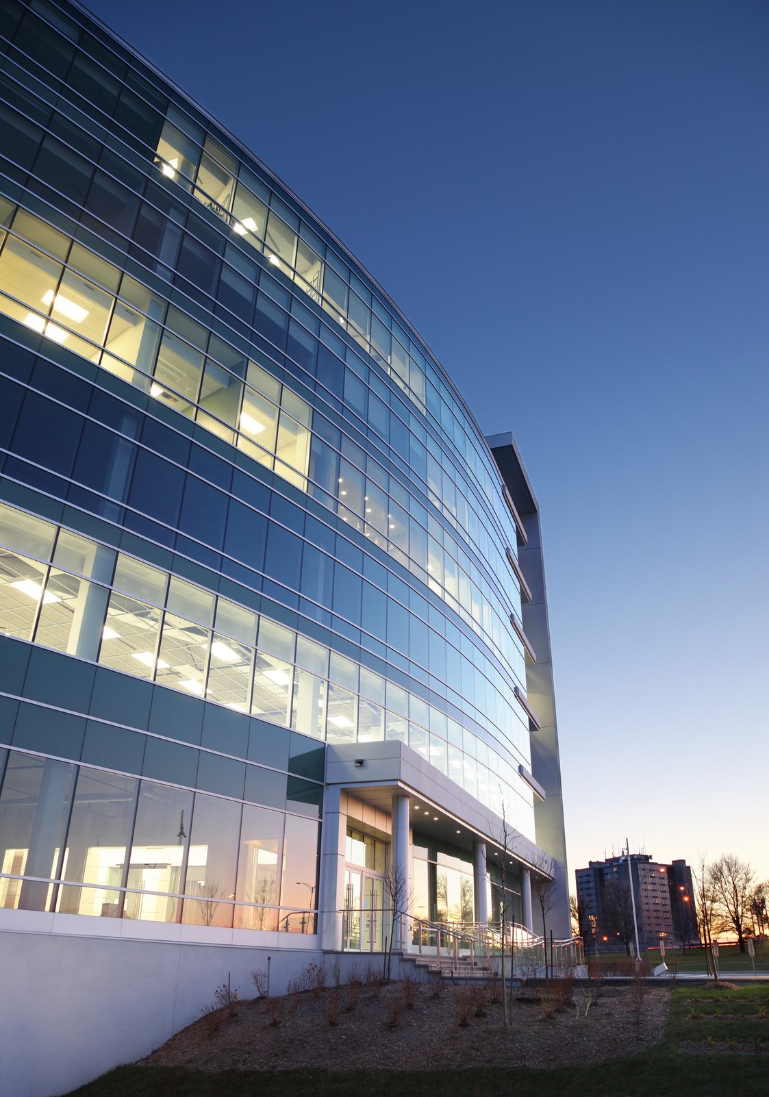 Modern Entreprise Exterior at Sunset